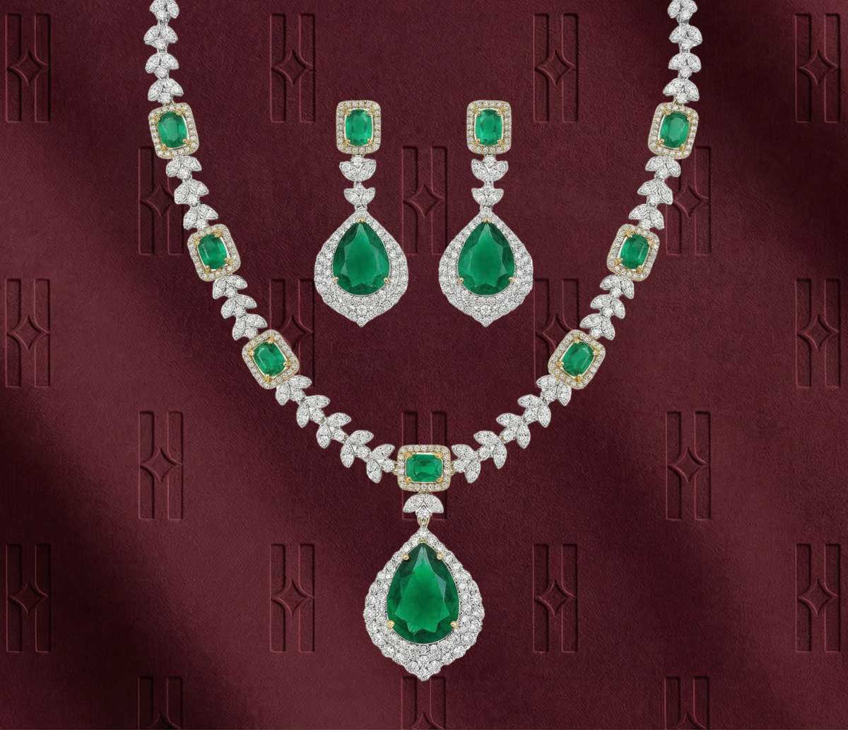 The Noor-e-Falak Zircon Silver Kanti Set