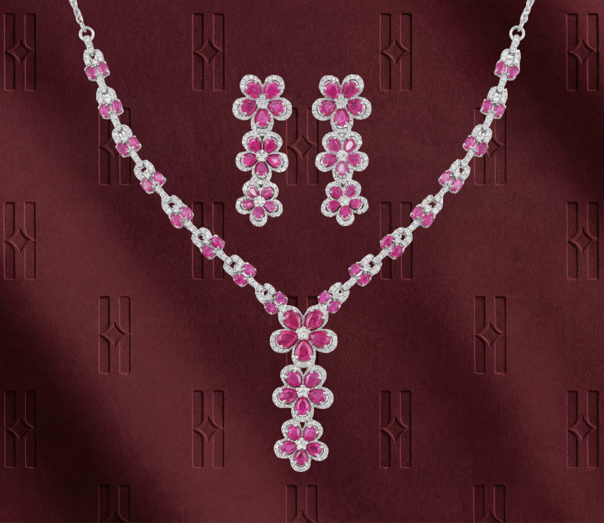 The Anarkali Ruby Silver Kanti Set