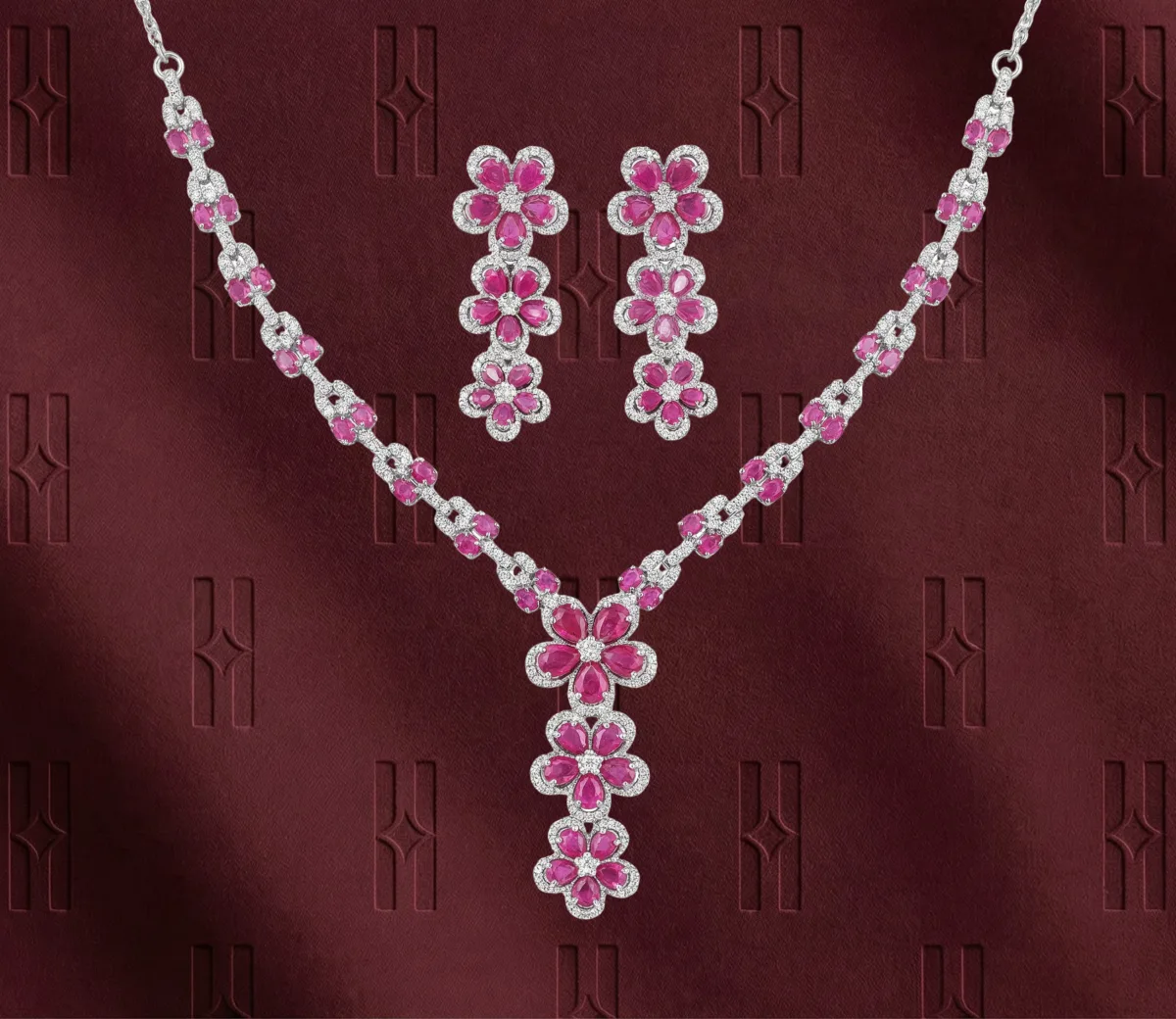 The Anarkali Ruby Silver Kanti Set